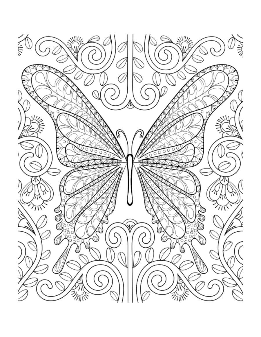 Butterfly Intricate Butterfly Swirly For Adults Tracing Worksheets Pdf Free Vectors